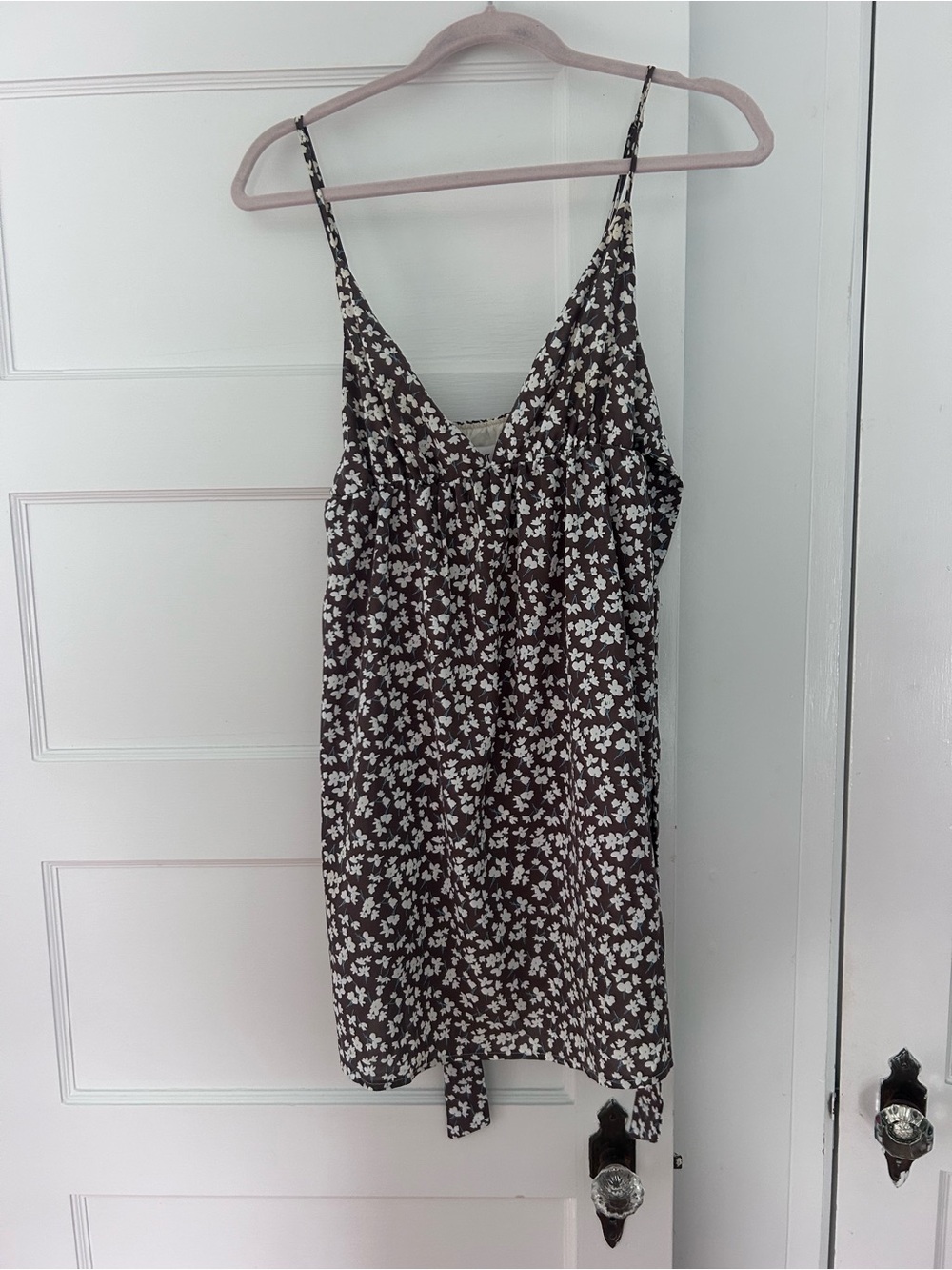 Brown w blue flowers princess polly mini sundress